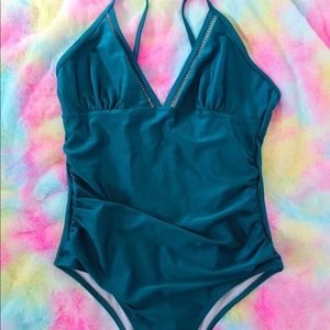 Deep teal V-neck one piece!!